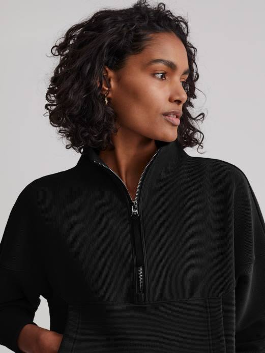 acadia pullover med halv lynlås Varley Kvinder L460202 beklædning sort