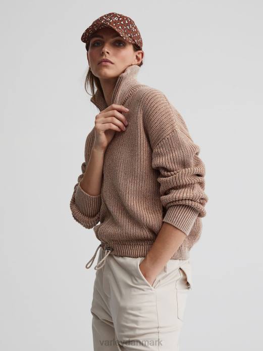 anderson strik med lynlås Varley Kvinder L460205 beklædning kantarel/hejre spættestrik