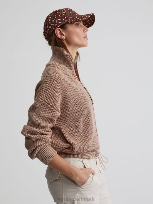 anderson strik med lynlås Varley Kvinder L460205 beklædning kantarel/hejre spættestrik