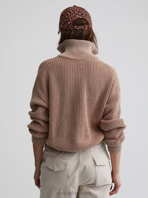 anderson strik med lynlås Varley Kvinder L460205 beklædning kantarel/hejre spættestrik