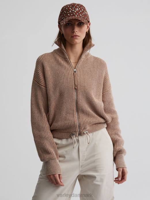 anderson strik med lynlås Varley Kvinder L460205 beklædning kantarel/hejre spættestrik