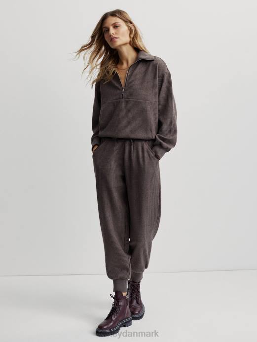 cyrus pullover med halv lynlås Varley Kvinder L460226 beklædning chokolade mergel