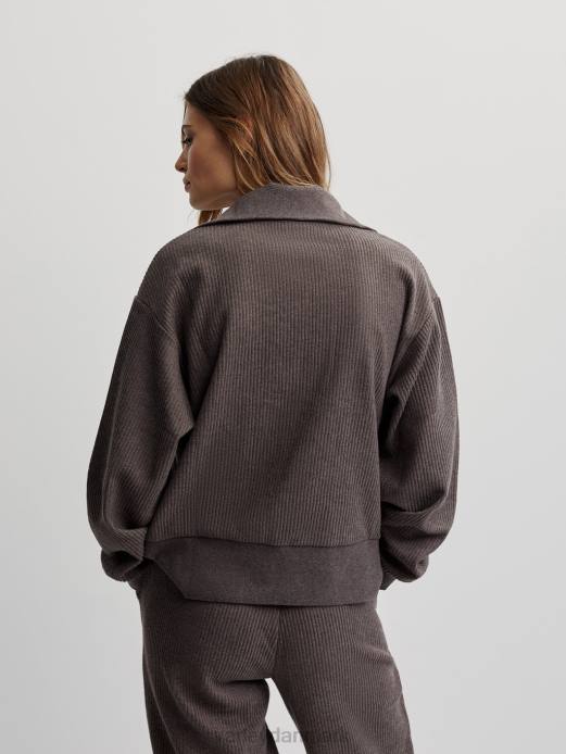 cyrus pullover med halv lynlås Varley Kvinder L460226 beklædning chokolade mergel
