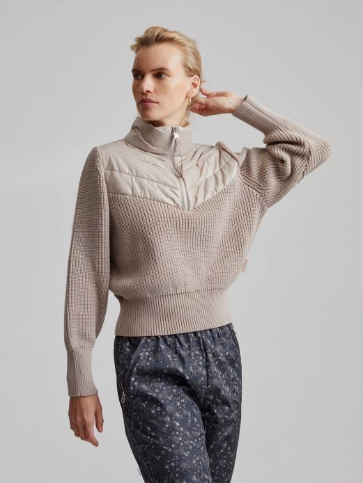 daines pullover med halv lynlås Varley Kvinder L460422 beklædning taupe ler