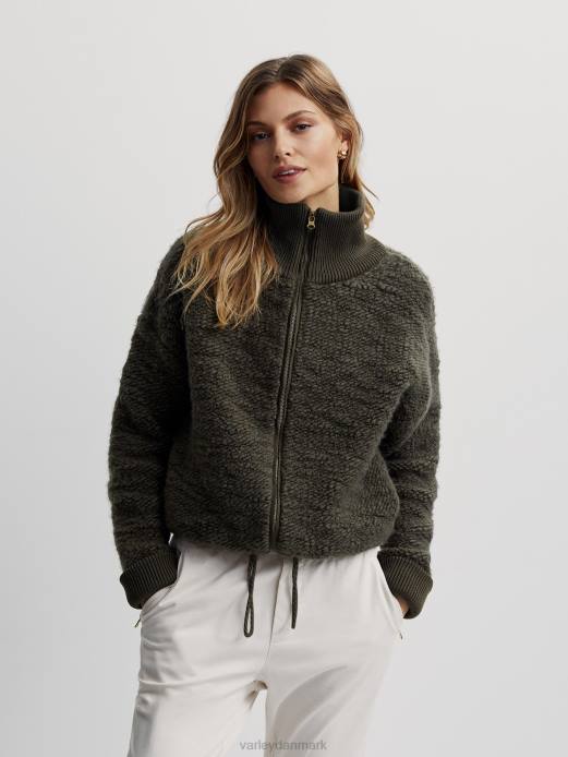 hunter fleece med lynlås Varley Kvinder L460423 beklædning mørk oliven