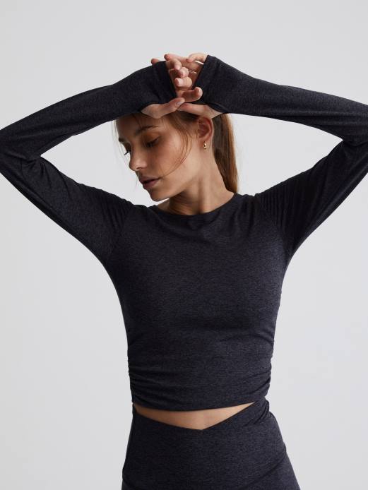 altid varm sloan beskåret tee Varley Kvinder L460222 beklædning sort mergel