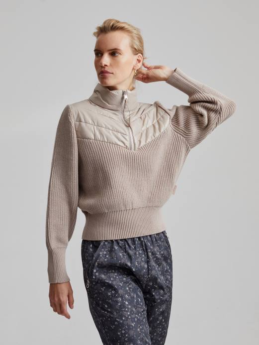 daines pullover med halv lynlås Varley Kvinder L460422 beklædning taupe ler