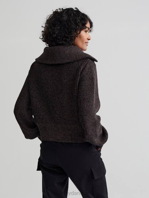 mentone striktrøje med halv lynlås Varley Kvinder L460216 beklædning sort plet