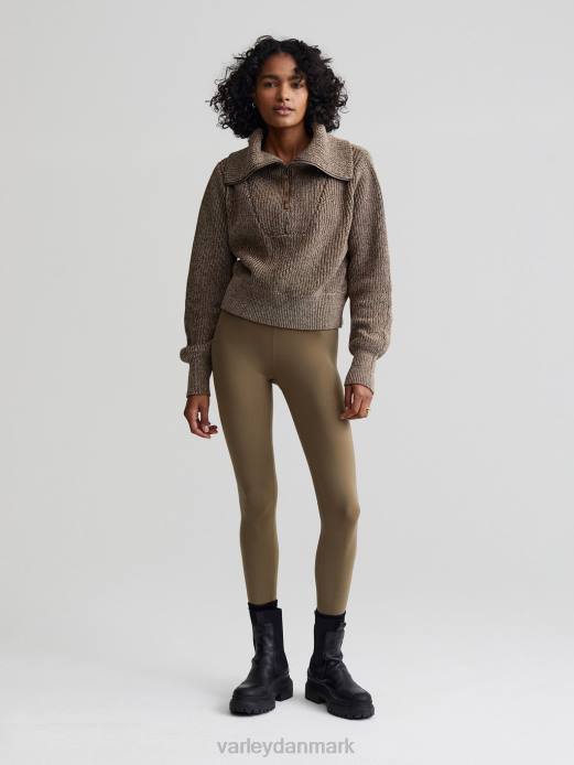 mentone striktrøje med halv lynlås Varley Kvinder L460217 beklædning mørk oliven pletter