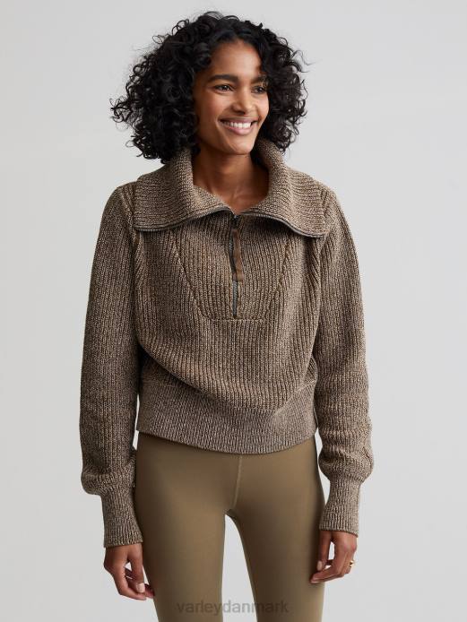 mentone striktrøje med halv lynlås Varley Kvinder L460217 beklædning mørk oliven pletter