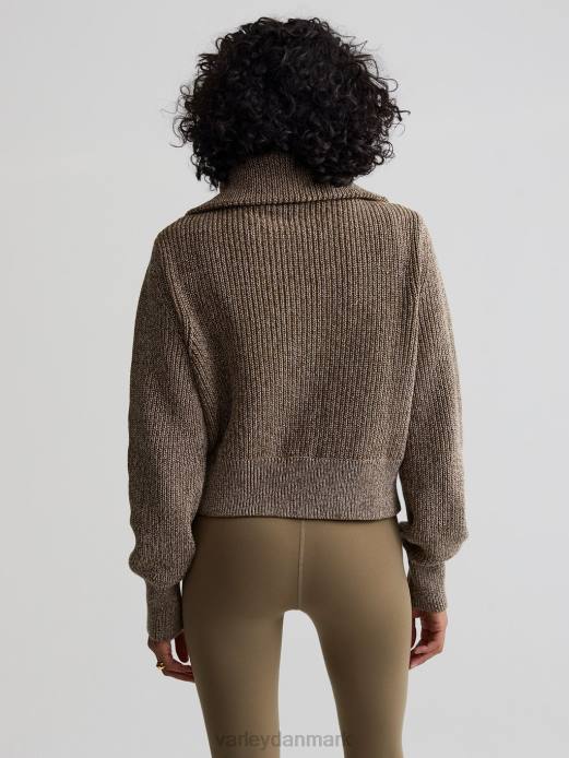 mentone striktrøje med halv lynlås Varley Kvinder L460217 beklædning mørk oliven pletter