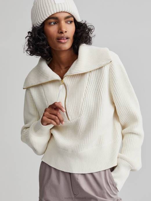 mentone striktrøje med halv lynlås Varley Kvinder L460218 beklædning hejre