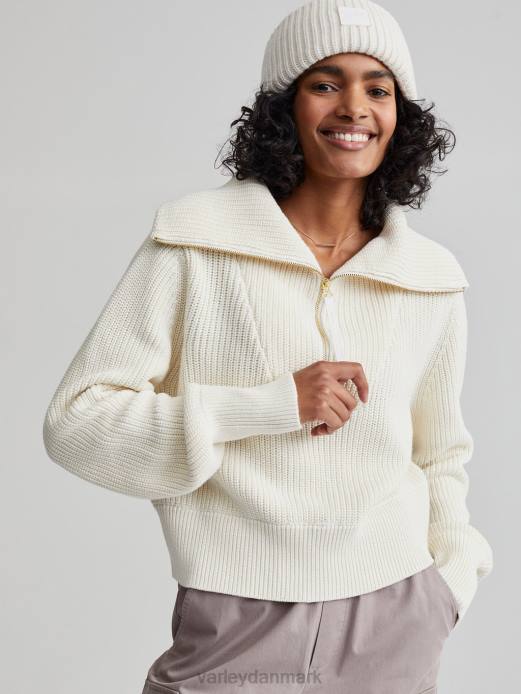 mentone striktrøje med halv lynlås Varley Kvinder L460218 beklædning hejre