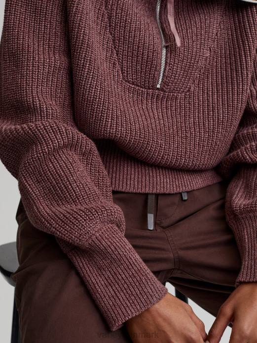 mentone striktrøje med halv lynlås Varley Kvinder L460219 beklædning rose taupe spætte