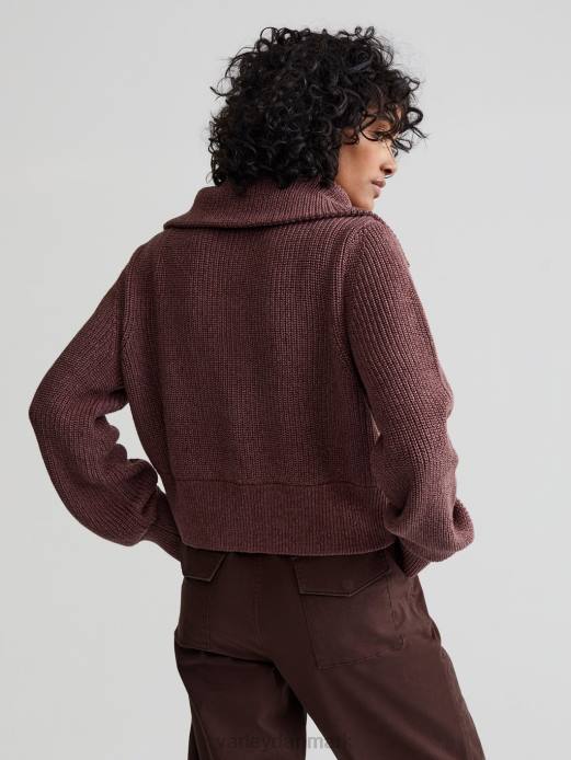 mentone striktrøje med halv lynlås Varley Kvinder L460219 beklædning rose taupe spætte