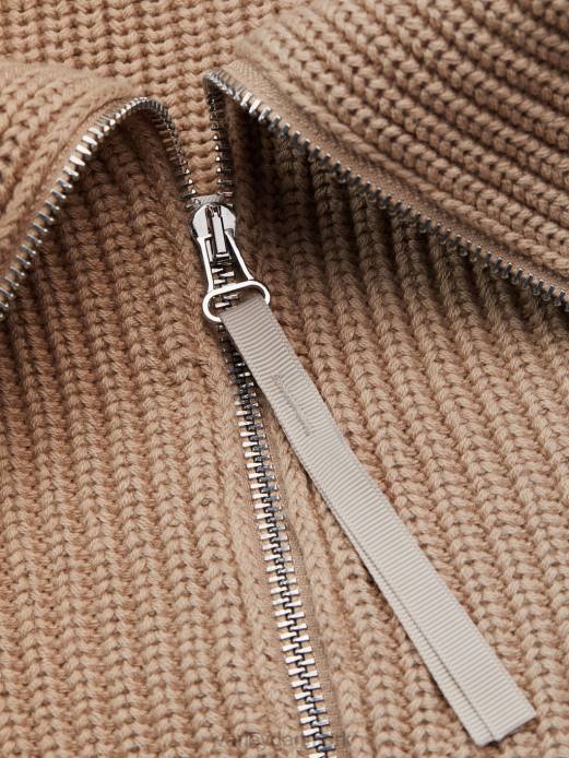 mentone striktrøje med halv lynlås Varley Kvinder L460220 beklædning lys taupe