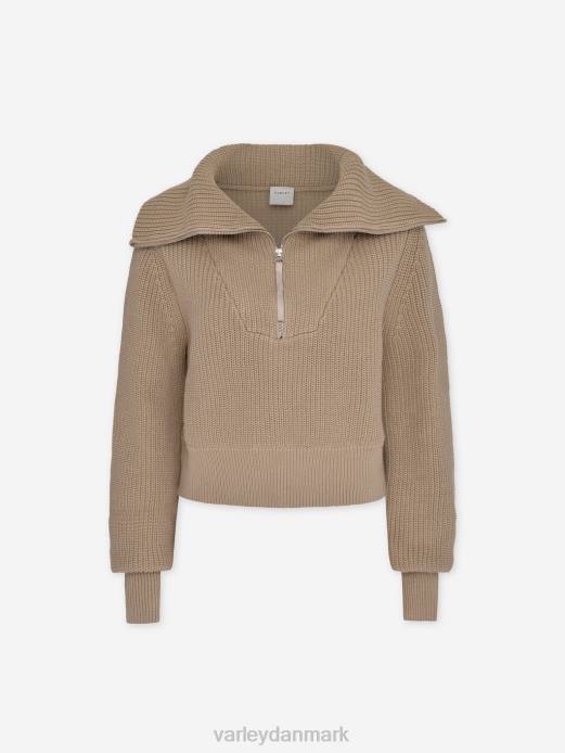 mentone striktrøje med halv lynlås Varley Kvinder L460220 beklædning lys taupe