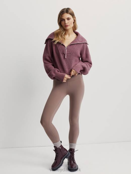 mentone striktrøje med halv lynlås Varley Kvinder L460221 beklædning rosenbrun