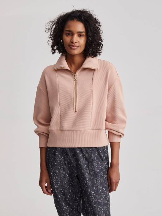 ramona pullover med halv lynlås Varley Kvinder L460146 beklædning mahogni rose