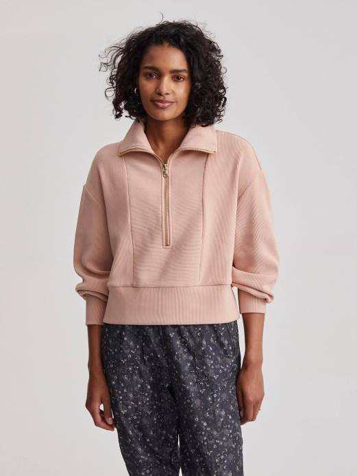 ramona pullover med halv lynlås Varley Kvinder L460146 beklædning mahogni rose