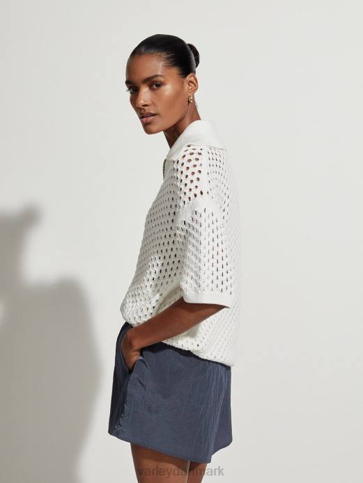 teagan boxy strik polo Varley Kvinder L46069 beklædning sne hvid