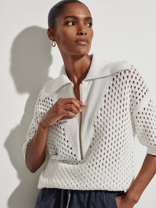 teagan boxy strik polo Varley Kvinder L46069 beklædning sne hvid