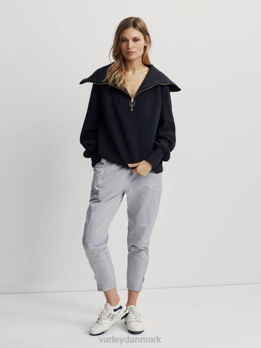 vine pullover med halv lynlås Varley Kvinder L46087 beklædning sort