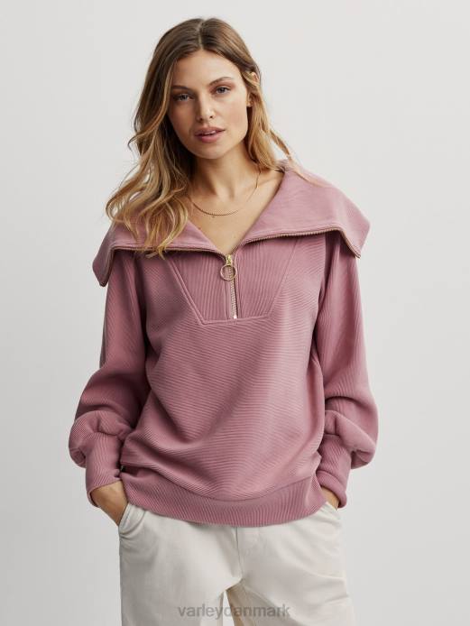 vine pullover med halv lynlås Varley Kvinder L46089 beklædning nostalgi steg