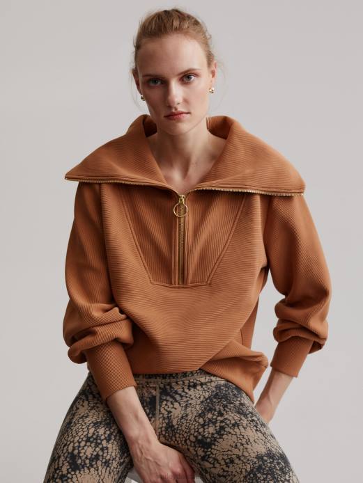 vine pullover med halv lynlås Varley Kvinder L46092 beklædning rug