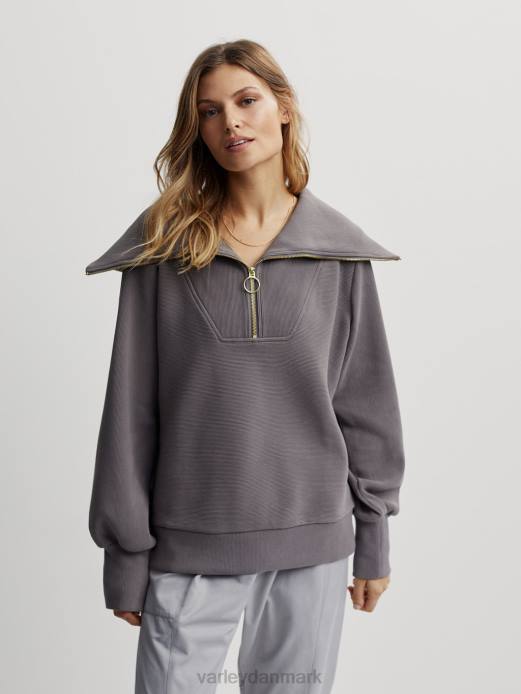 vine pullover med halv lynlås Varley Kvinder L46093 beklædning dybt kul