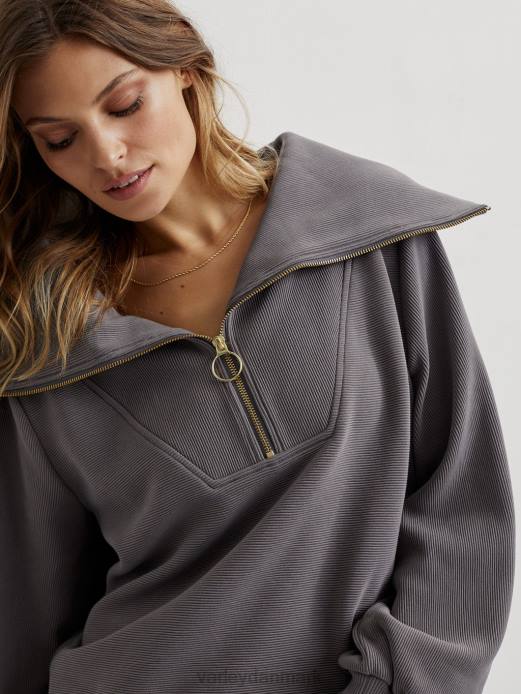 vine pullover med halv lynlås Varley Kvinder L46093 beklædning dybt kul
