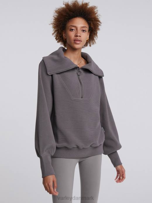 vine pullover med halv lynlås Varley Kvinder L46096 beklædning mørk måge grå