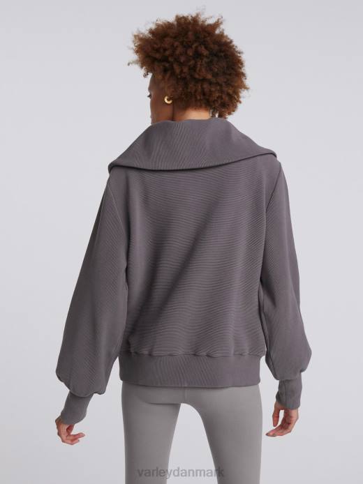 vine pullover med halv lynlås Varley Kvinder L46096 beklædning mørk måge grå