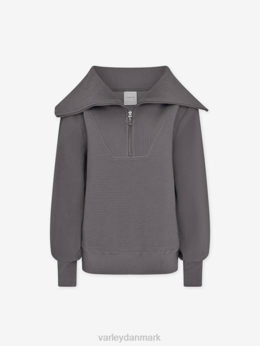 vine pullover med halv lynlås Varley Kvinder L46096 beklædning mørk måge grå