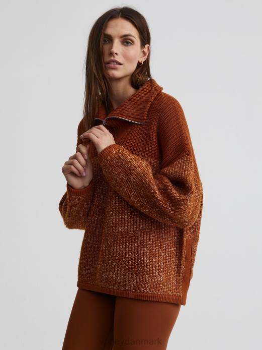 willard pullover med halv lynlås Varley Kvinder L460211 beklædning karamel cafe/hejre speckleknit