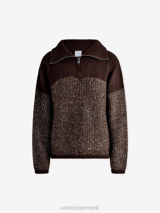 willard pullover med halv lynlås Varley Kvinder L460212 beklædning kaffebønne/hejre pletterstrik